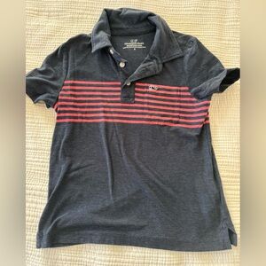Vineyard Vines Navy with Salmon stripes Stripes polo